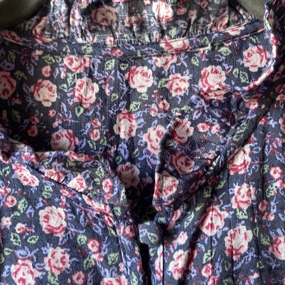 Vintage floral printed ruffle long sleeve button down blouse - Picture 5 of 6